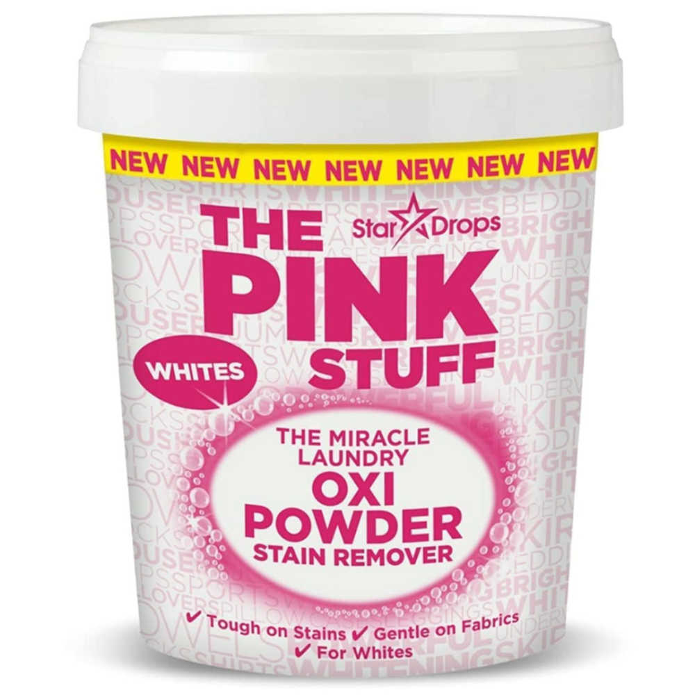 Dėmių valiklis baltiems skalbiniams „The Pink Stuff powder whites“. Valikliai. Veiksmingas dėmių valiklis „the pink stuff“, skirtas baltiems skalbiniams.