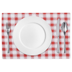 Stalo padėkliukai „Picnic placemat“ 1 vnt.. Lininės staltiesės, 30x45 cm. Raudonai balti stalo padėkliukai su languotu raštu, pagaminti iš kokybiškos medvilnės.