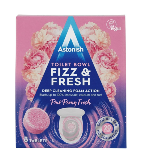 Tualeto tabletės „Pink peony fresh Astonish“. Valikliai