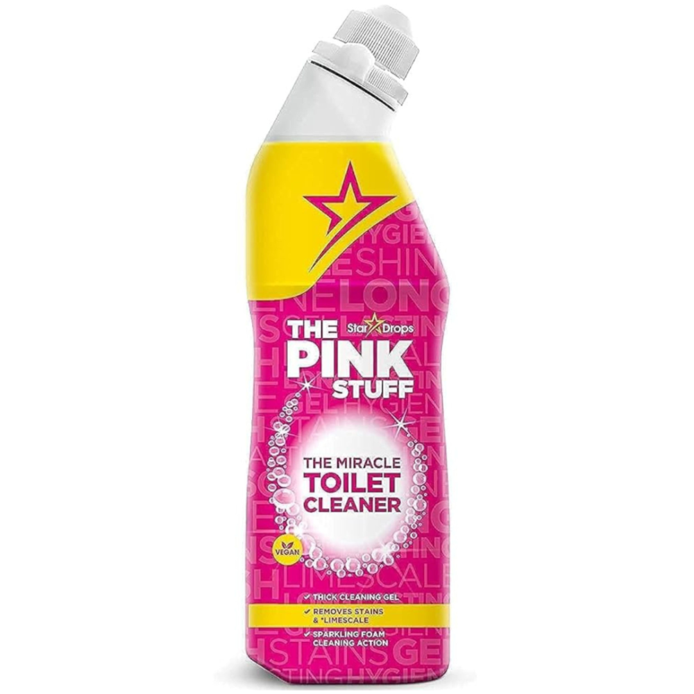 Tualeto valiklis „Toilet cleaner“. Valikliai. „pink stuff“ klozeto valiklis, kad vonios kambarys būtų spindinčiai švarus.