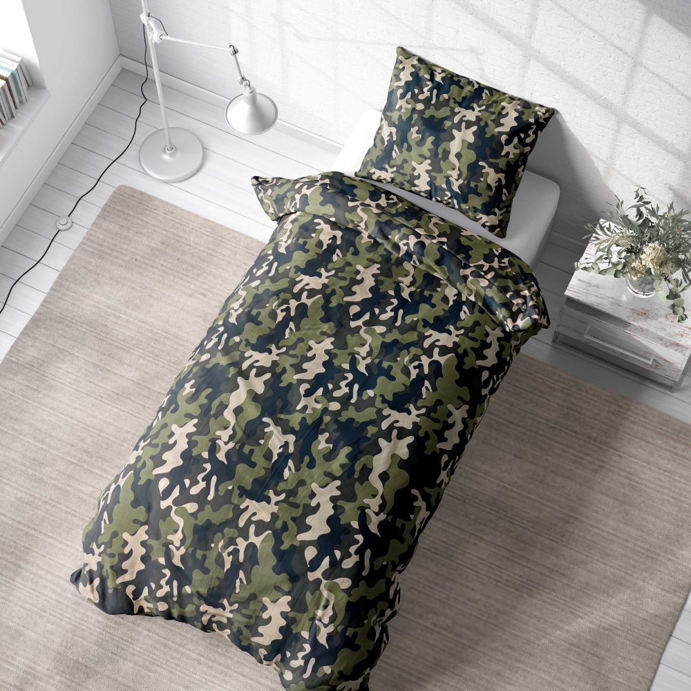Viengulės patalynės komplektas „Camouflage“. Vaikiška patalynė, 140x200 cm, 150x200 cm, 160x200 cm