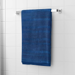 Vonios rankšluostis „Terry Blue“. Rankšluosčiai, 50x90 cm, 70x140 cm. Prabangus mėlynas medvilninis vonios rankšluostis, patvarus ir jaukus, suteikiantis gaivumo ir elegancijos jūsų kasdienei vonios rutinai.
